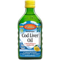 칼슨랩스 대구 간유 4600mg 오메가3 1100mg 250ml 레몬맛 Cod Liver Oil, 1병