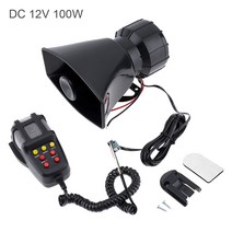다기능 100W 7 사운드 자동차 전자 경고 사이렌 오토바이 경보 소방관 구급차 라우드 스피커 마이크 포함, 한개옵션0