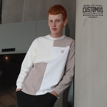 커스텀어스 커스텀어스 스퀘어컬러믹스 오버핏맨투맨(화이트)