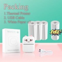 휴대용프린터기 왕 휴대용 미니 무선 감열식 프린터 블루투스 연결 휴대 전화 포켓 노트 가정 및 사무실용 선물 안드로이드 IOS 베스트, [02] Pink 3 Paper