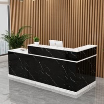 인포 안내 데스크 카운터 테이블, 검은색 좌회전 모조 흰색 대리석