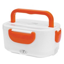 2 in 1 Car& Home Electric Heated Lunch Box Portable 12V 110V 220V Bento Boxes Food Heater Rice Conta, Orange_US plastic