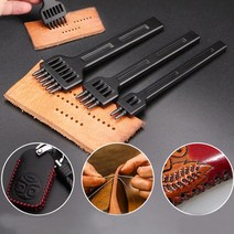 그리프 끈 구멍 작업 4MM간격 가죽 멀티펀치 치즐 목타 가죽 DIY수공구 블랙 라운드 펀칭 3pcs 1SET