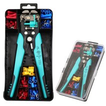 케이블가위 전선가위 공구 작업 산업용 케이블 와이어 스트리퍼 커터 필링 멀티 자동 조정 가능한 크림핑 크림퍼 터미널 0.2-6 mm2 AWG22-10, 8.D3 Light Blue Kit