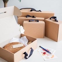 크라프트 C형 끈손잡이 선물포장상자 18가지사이즈/ 10가지끈색상(10매) 종이박스제작 포장 끈상자 답례품 접이식 병 행사, 군청색