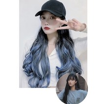 가발위드 투컬러 모자가발 전체가발, 1개, 다크브라운그레이