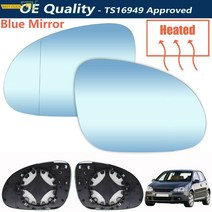 차 사이드미러 보조 거울 자동차 와이드 전동 폭스 바겐 골프 gti 제타 5 mk5 06-10 파사트 b6 왼쪽 앰프 오른쪽 사이드 미러 유리 파란색 후면보기 백미러 외부 광각, 없음