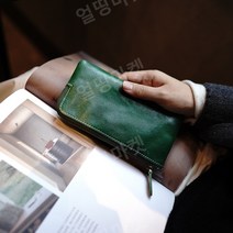소가죽 심플 지퍼 동전 지갑 카드 케이스 휴대폰 수납 장지갑