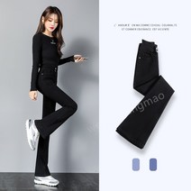 WHNJP 여성 하이웨이스트 부츠컷청바지 블랙 블루 부츠컷 팬츠 A0043