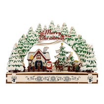 GHSHOP 마을 장면 교회 휴일 실내 겨울 풍경 탁상 휴가 액세서리 축제 크리스마스 장식, 활기 없는, 스타일 B