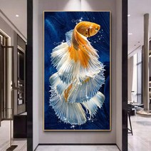 MINJING 3D전체DIY 큐빅 보석 십자수세트 골드색 물고기 취미생활 비즈십자수, 1세트, 60x100cm