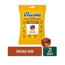 Ricola 리콜라 스위스 알파인 오리지널 허브맛 기침 목캔디 사탕 21개 12봉지