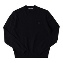 아크네스튜디오 C60042 BLACK 톤온톤 페이스 로고 패치 울 공용 니트