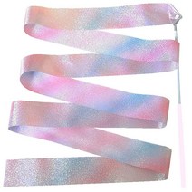 리듬체조리본 리본막대 체조리본2m/4m Colorful Ribbons Dance Rhythmic Art Twirling Stick Rod Ballet Ra, 10 4m Pink
