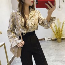 퐁순싸롱 캐주얼 정장 골드 뱀피 패션 쉬폰 셔츠 블라우스 SH