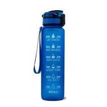 야외 스포츠 물병 빨대 컵 누수 방지 BPA 프리 프로스트 1 리터 타임 메이커 포함 음료 병, Blue_2