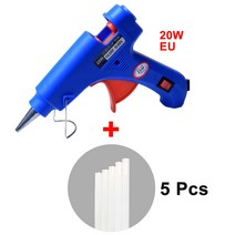 미니 소형 접착제 글루건20W 미니 산업용 핫 멜트 글루 건 7mm 스틱 포함 열 온도 전기 수리 DIY 공예용, 01 Blue Glue Gun Set_01 EU