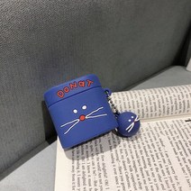 무선 블루투스 헤드셋 캐릭터 오레오 케이스 커버, 파란 고양이