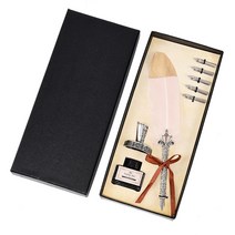 깃털 만년필 선물 세트 캘리그라피 빈티지 서예 딥 펜 패션 핸들 2/5 펜촉 쓰기 잉크 퀼 생일/크리스마스, 04 5 Nibs Pink