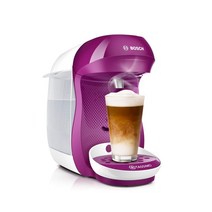 Tassimo 해피 캡슐 머신 TAS1001 Bosch의 커피 머신 70가지 이상의 음료 전자동 모든 컵에 적합 공간 절약형 1400W 화이트/핑크 -20092, 블랙 블랙