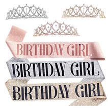 그레이모던 파티 생일 티아라 + 미스코리아 어깨띠 소품 세트, 로즈골드, 1세트