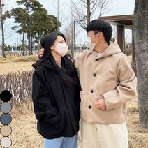커플 남자 오버핏 후드 숏 더플 떡볶이 코트