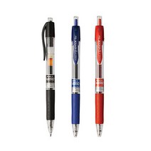 유 노크 볼펜 0.5mm 0.7mm 블랙 블루 레드 3색 고무그립 U자형 스프링 불변잉크 수능 학생 시험 학용품, 0.5블랙