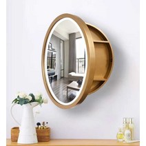 화장실 슬라이드장 욕실 거울 수납장 벽걸이 원형 LED, 6번 스타일 50cm 욕실거울 수납장