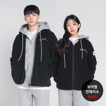 고급 보아털 전체 자수 ROKA 로카 후리스 검정