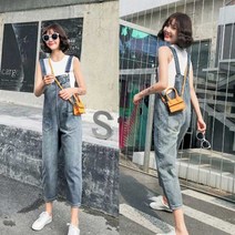 여행패션 캐주얼 멜빵 데님팬츠