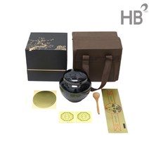 [한의바이오] 천목단지세트 600g단지 경옥고상자 경옥고가방 13cm 나무스푼 띠지 봉합 봉인스티커, 1개