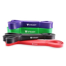 STEADY(스테디) 트레이닝 튜브 연습 밴드 강도 4 단계 일본어 트레이닝 동영상 첨부 [메이커 1년 보증] 고무 밴드 피트니스 튜브 레지스탕스 밴드 루프 밴드 [트레이닝용] 스트레치 다이어트 근육 트레이닝 발레 유도 요가 필라테스 재활 (4개 세트)