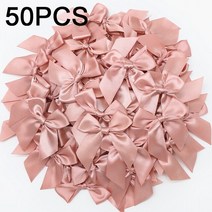 DIY 리본공예 헤어악세사리 헤어핀 헤어밴드 머리핀 헤어 장식 리본 50Pices 핑크 새틴 리본 활 장식 공예, 한개옵션1, 02 Rose Gold