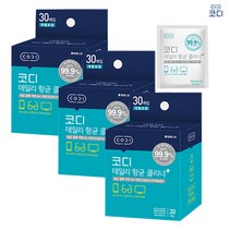 코디 데일리 항균 클리너 일회용 티슈 30매입 X 3개, 단품, 단품
