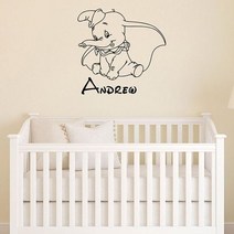 인테리어 아기방 어린이 DIY 가정 된 덤보 벽 데칼 사용자 정의 이름 비닐 스티커 동물 만화 홈 아트 방 보육 코끼리 장식 s484, [02] 74x76 cm, [09] 16 king blue