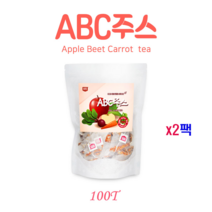 ABC주스 ABC 에이비씨 쥬스 티백 차 호르몬주스 사과 비트 당근 클렌즈 호르몬 오토파지 주스 식단 분말 가루 야채 채소 즙 엑기스 apple beet carrot 중년 여성 다이어트 체지방 내장지방 독소배출 세포해독 몸매관리 국내산 100프로 홈쇼핑 직구, 2팩, 100티백차