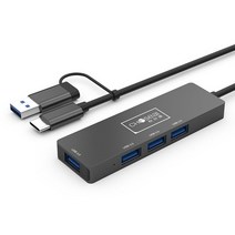 Choseal 4 포트 USB 3.0 허브 C 어댑터 MacBook Mac Pro Mini iMac Surface XPS PC 플래시 드라이브 모바일, [01] Black