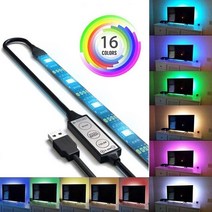 라이트 바 무선 LED바 USB 전원 RGB 5050 LED 스트립 조명 TV 컴퓨터 배경 분위기 밝기 조절 가능 방수 16, 01 RGB