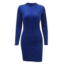 외발수레NCLAGEN Unic 도트 여성 드레스 긴 슬림 니스 힙합 패키지 Vestidos 클럽, 02 Blue_02 M