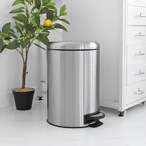 무소음 클로징 밀폐 커버 스텐 사각 페달 휴지통 12L 주방 쓰레기통 화장실 분리수거함, 단품, 단품