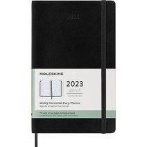 Moleskine 2023 주간 수평 플래너 12M 라지 블랙 소프트 커버 (12.7 x 21.6cm(5 x 8.25인치)), Large