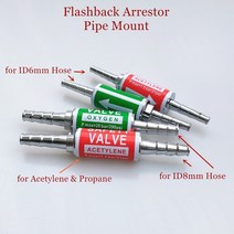 Welding Soldering Supplies 용접 납땜 용품 역화 방지기 1 쌍 산소 아세틸렌 프로판 안전 밸브 8mm 6mm 0.31 0.24절단 토치 호스 화염 버스터, ID6mm 호스 용