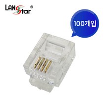 랜스타 RJ11 6P4C 전화 모뎀 모듈러 콘넥터, LSN-CON64, 1box