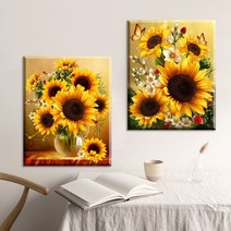 파센 2P 액자 보석십자수 캔버스형 DIY 키트 40 x 50 cm, FN04.병속의해바라기