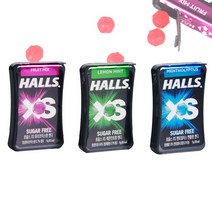 HALLS 호올스 XS 멘톨 사탕 졸음방지 미니 캔디 6개 교차가능, 후르츠믹스3+레몬민트3개