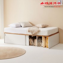 라자가구 위드 빅 수납 슬라이딩 침대 SS + 독립매트 cw183, 메이플화이트