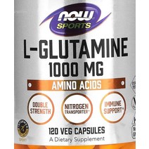 나우 푸드 스포츠 l-글루타민 더블스트렝스 1000mg 베지120정 필수영양소, 1개, 120캡슐