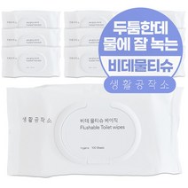 생활공작소 비데물티슈 베이직 캡형, 100매, 10개