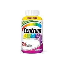 센트룸 Centrum 여성용 종합 비타민 철분 D3 B C E가 포함된 미네랄 보충제 글루텐프리 Non GMO 성분 - 250개, 250 카운트 (1 팩), 오래된