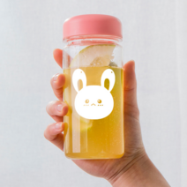마이보틀 트라이탄 토끼 디자인 태권도 피아노 학원 보틀 물병 물통 350ml, 검정 풀 토끼, 주황